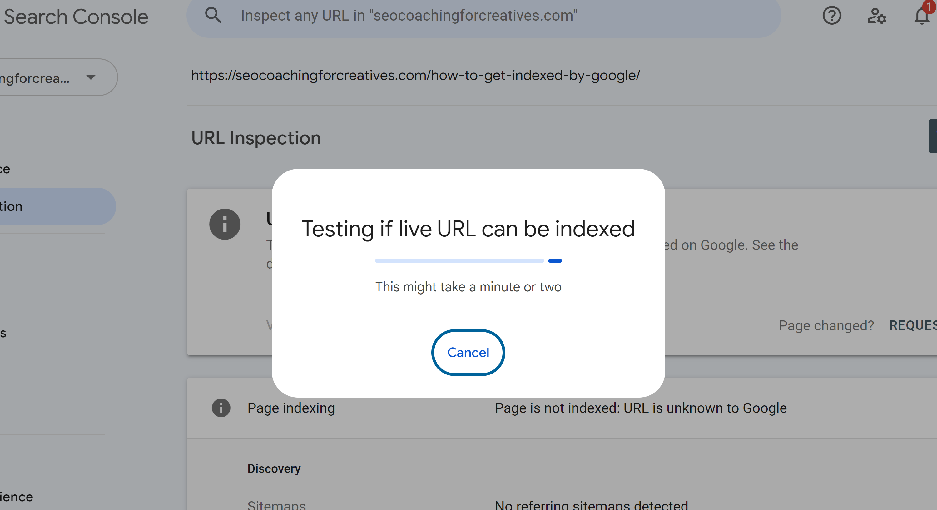 testing live URL in Google Search Console to make sure it can be indexed by Google